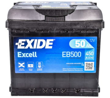 Акумулятор EXIDE EXCELL (EB500), 50Ah,  450A