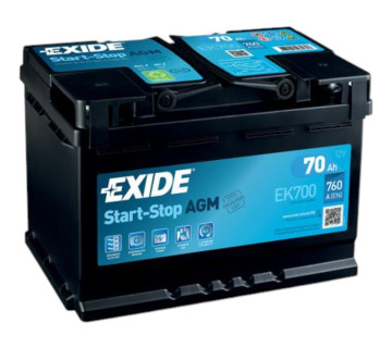 Акумулятор EXIDE START-STOP AGM  (EK700), 70Ah,  760A
