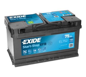 Акумулятор EXIDE Start-Stop EFB (EL752), 75Ah,  730A