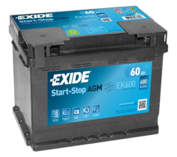 Акумулятор EXIDE START-STOP AGM  (EK600), 60Ah,  680A