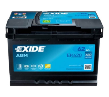 Акумулятор EXIDE START-STOP AGM technology (EK620), 62Ah,  680A